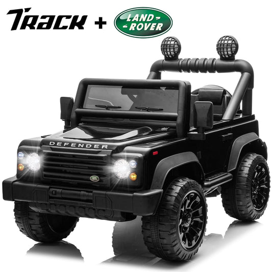 Track Seven Licensed Land Rover Defender Volta 5008 24V Ride-On Car, Electric Car with Remote Control, 2WD Drive, Bluetooth, LED Lights, Key Start, Rear Storage, 24V Ride on Toys for Ages 3+, Black
