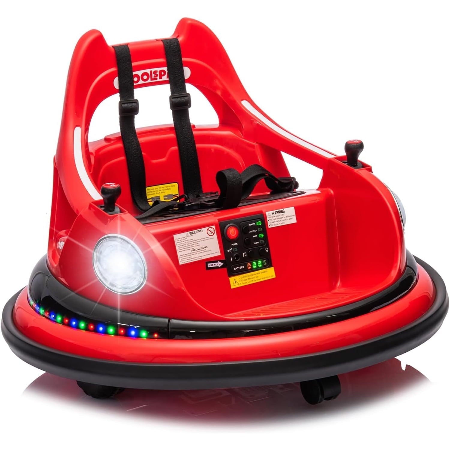 Track Seven 12V Bumper Car for Toddlers, Kids Electric Bumper Car with Remote Control, LED Lights, Bluetooth, 360°Spin, Ride on Toy Car for Boys Girls Aged 2+, Blue
