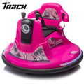 Track Seven 12V Ride On Bumper Car, 360° Spin, Remote Control, Dual Steering Handles, Kids Bumper Car with LED Lights, Music, Joysticks, Electric Car for Toddlers Boys Girls Ages 2-5, Purple