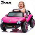 Track Seven 12V Ride on Car, Licensed Volkswagen Beetle Kids Electric Car with Remote Control, Bluetooth, USB, Rear Storage, LED Light, 2WD, Electric Ride on Toy Car for Kids Toddlers Aged 3+