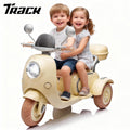 Track Seven 12V Ride on Motorcycle, 2-Seater Electric Motorcycle with Dual Motor, 3 Wheels Motorbike with Bluetooth, LED Lights, Storage Box, Front Hook, Ride on Toy Car for Boys Girls Aged 3+, Pink