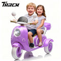 Track Seven 12V Ride on Motorcycle, 2-Seater Electric Motorcycle with Dual Motor, 3 Wheels Motorbike with Bluetooth, LED Lights, Storage Box, Front Hook, Ride on Toy Car for Boys Girls Aged 3+, Pink