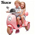 Track Seven 12V Ride on Motorcycle, 2-Seater Electric Motorcycle with Dual Motor, 3 Wheels Motorbike with Bluetooth, LED Lights, Storage Box, Front Hook, Ride on Toy Car for Boys Girls Aged 3+, Pink