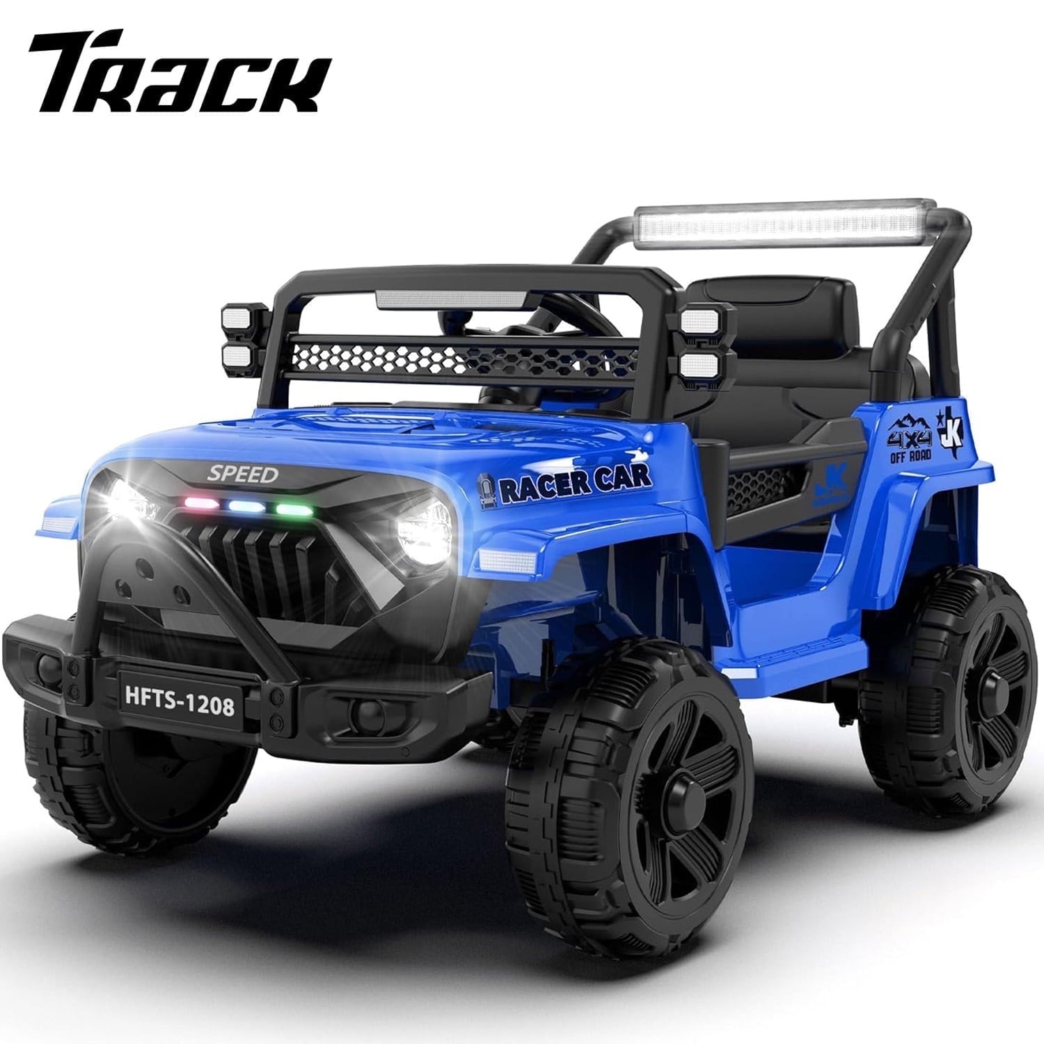 Track Seven 12V Ride on Truck for Kids, 12V Kids Electric Car w/Remote Control, USB, Bluetooth, Microphone Jack, Power Display, Lights, Battery Powered Ride on Car for Boys Girls, Red