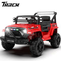 Track Seven 12V Ride on Truck for Kids, 12V Kids Electric Car w/Remote Control, USB, Bluetooth, Microphone Jack, Power Display, Lights, Battery Powered Ride on Car for Boys Girls, Red