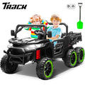 Track Seven 24V 2-Seater Ride on Dump Truck, 4WD 6-Wheel Kids Ride on Car w/Remote Control, Electric Dump Bed, Toy Shovel, Music, Max Speed 5 mph, 21" Large Seat, Ride on Toy for Kids Age 3+, Black