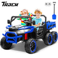Track Seven 24V 2-Seater Ride on Dump Truck, 4WD 6-Wheel Kids Ride on Car w/Remote Control, Electric Dump Bed, Toy Shovel, Music, Max Speed 5 mph, 21" Large Seat, Ride on Toy for Kids Age 3+, Blue