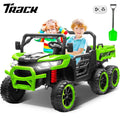 Track Seven 24V 2-Seater Ride on Dump Truck, 4WD 6-Wheel Kids Ride on Car w/Remote Control, Electric Dump Bed, Toy Shovel, Music, Max Speed 5 mph, 21" Large Seat, Ride on Toy for Kids Age 3+, Green