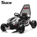 Track Seven 24V Electric Go Kart for Kids, Drift Crazy Cart with 400W Motors, Max 7 Mph, Protective Roll Cage, Metal Frame, 5-Point Harness, Bluetooth, 24V Ride on Toy Car Kart for Kids Aged 6+, Pink