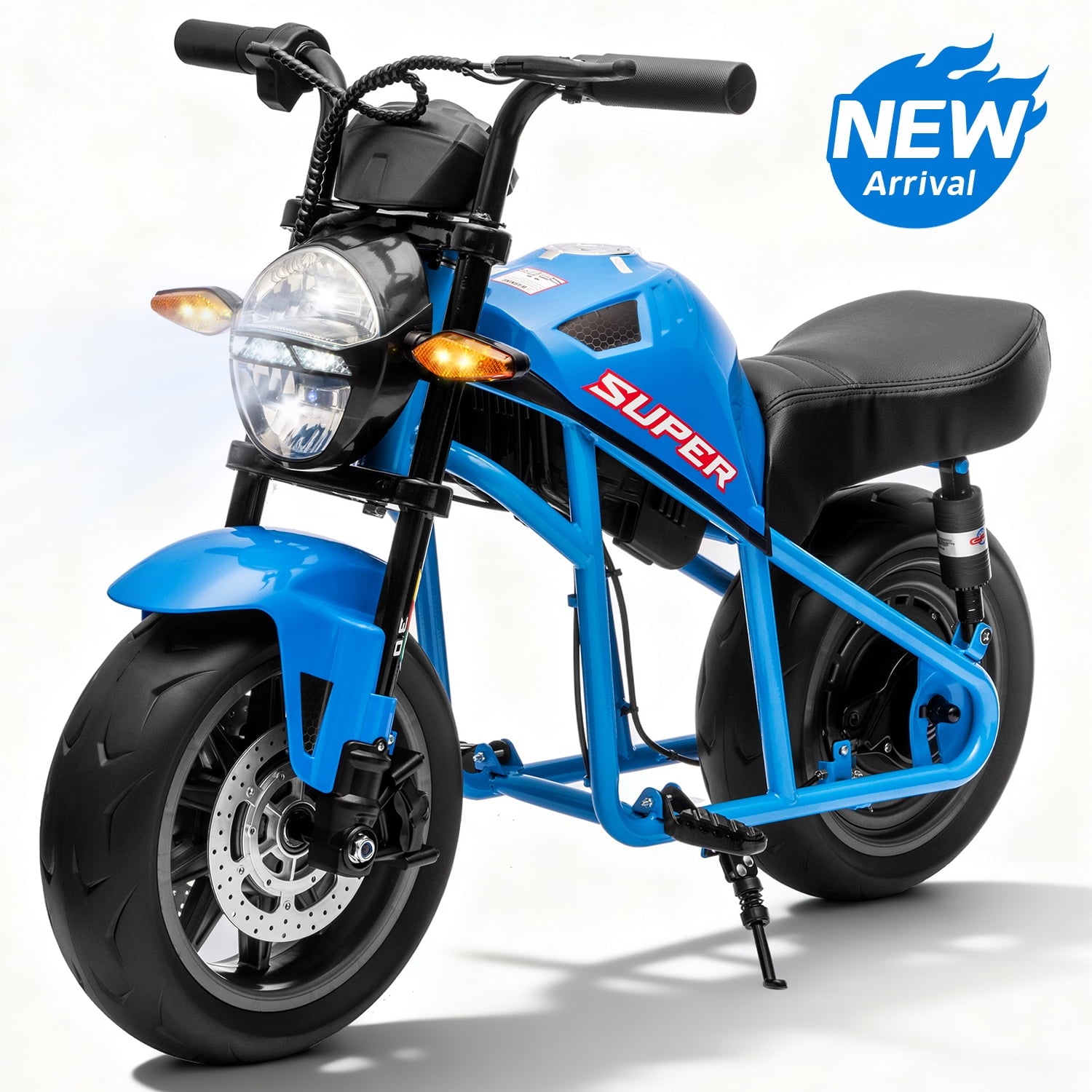 Track Seven 24V Electric Motorcycle for Kids, 300W Electric Dirt Bike Up to 11 MPH, Twist-Grip Throttle, Rear Brake, 14-Inch EVA Tires, Music, Light, Electric Bike for Kids Aged 6+, Pink