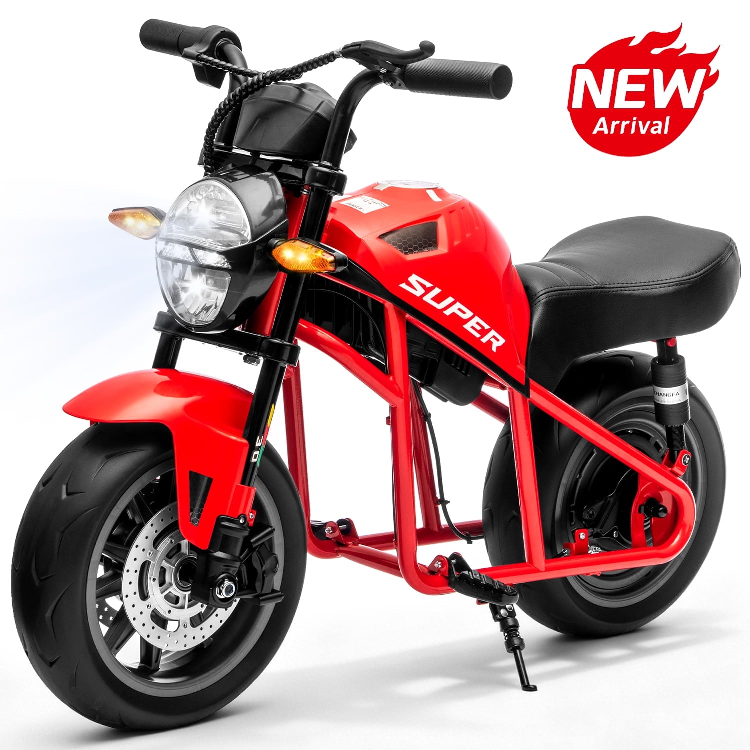Track Seven 24V Electric Motorcycle for Kids, 300W Electric Dirt Bike Up to 11 MPH, Twist-Grip Throttle, Rear Brake, 14-Inch EVA Tires, Music, Light, Electric Bike for Kids Aged 6+, Pink