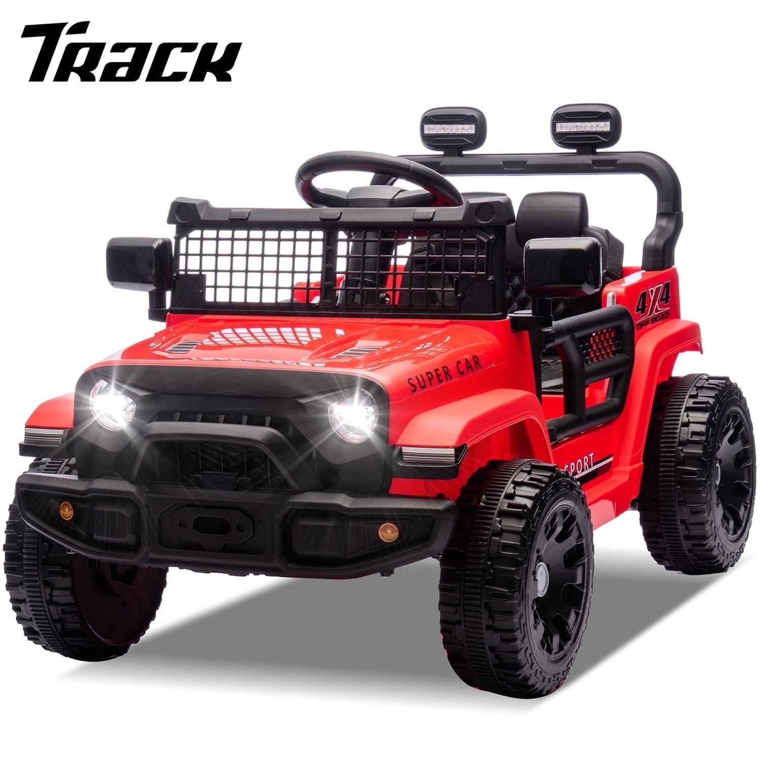 Track Seven 24V Kids Ride on Truck, 2WD Electric Car with Remote Control, Four-Wheel Suspension, Power Display, Bluetooth, MP3 Player, LED Lights, Kids Ride on Toy Car for Boys Girls Aged 3+