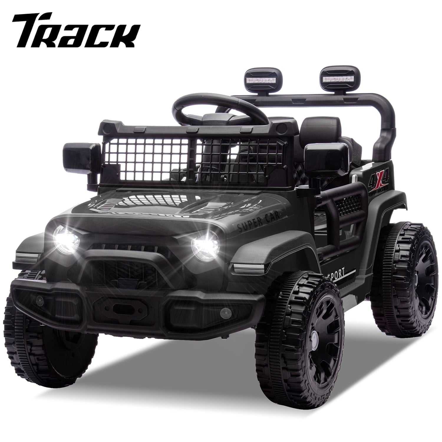 Track Seven 24V Kids Ride on Truck, 2WD Electric Car with Remote Control, Four-Wheel Suspension, Power Display, Bluetooth, MP3 Player, LED Lights, Kids Ride on Toy Car for Boys Girls Aged 3+