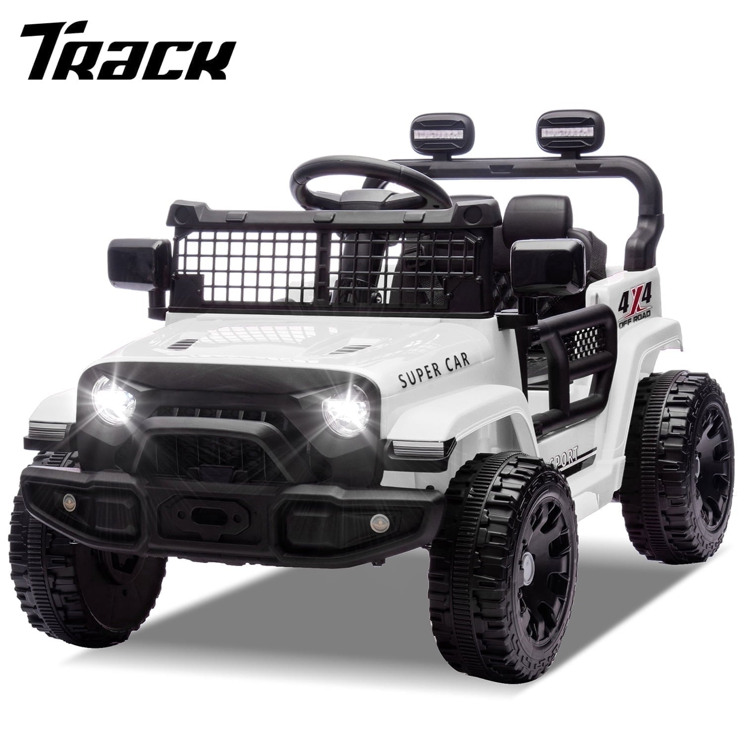 Track Seven 24V Kids Ride on Truck, 2WD Electric Car with Remote Control, Four-Wheel Suspension, Power Display, Bluetooth, MP3 Player, LED Lights, Kids Ride on Toy Car for Boys Girls Aged 3+