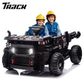 Track Seven 24V Ride on Car, 2-Seater Kids Ride on Dump Truck with E-Rear Dump, Remote, Bluetooth, LED Lights, 19.69" Width Seat, Max 5mph, 400W Motor, Electric Car for Boys Girls Age 3+, Black