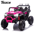 Track Seven 24V Ride on Car, 2WD Electric Off-Road UTV Truck w/ 400W Motors, Remote Control, Large Seat, Bluetooth, Lights, Power Display, Portable Handle, Electric Car for Boys Girls Aged 3+,