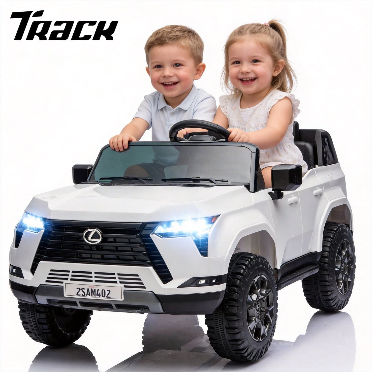 Track Seven 24V Ride on Car, Licensed Lexus GX550 2-Seater Electric Car with Remote Control, Bluetooth, LED Lights, Four-Wheel Suspension, 24V Electric Ride on Toy Car for Kids Aged 3+