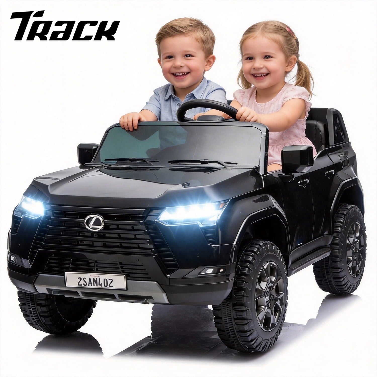 Track Seven 24V Ride on Car, Licensed Lexus GX550 2-Seater Electric Car with Remote Control, Bluetooth, LED Lights, Four-Wheel Suspension, 24V Electric Ride on Toy Car for Kids Aged 3+