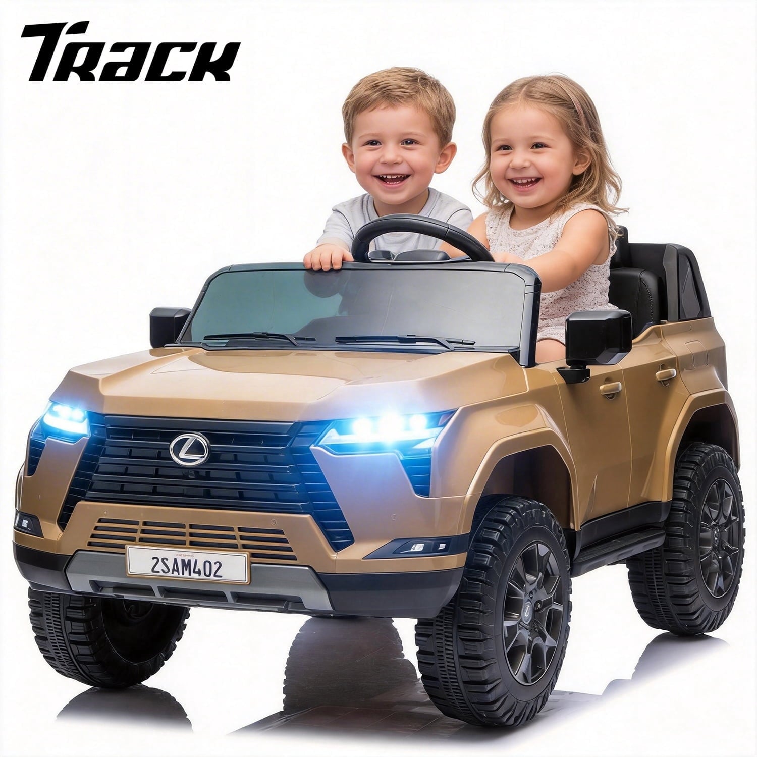 Track Seven 24V Ride on Car, Licensed Lexus GX550 2-Seater Electric Car with Remote Control, Bluetooth, LED Lights, Four-Wheel Suspension, 24V Electric Ride on Toy Car for Kids Aged 3+