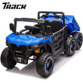 Track Seven 24V Ride on Dump Truck, 400W 6-Wheel Ride on UTV Car for Big Kids with Electric Dump Bed, Remote Control, Music, Lights, Spring Suspension, 24V Ride on Toy Car for Kids Aged 3+, Black