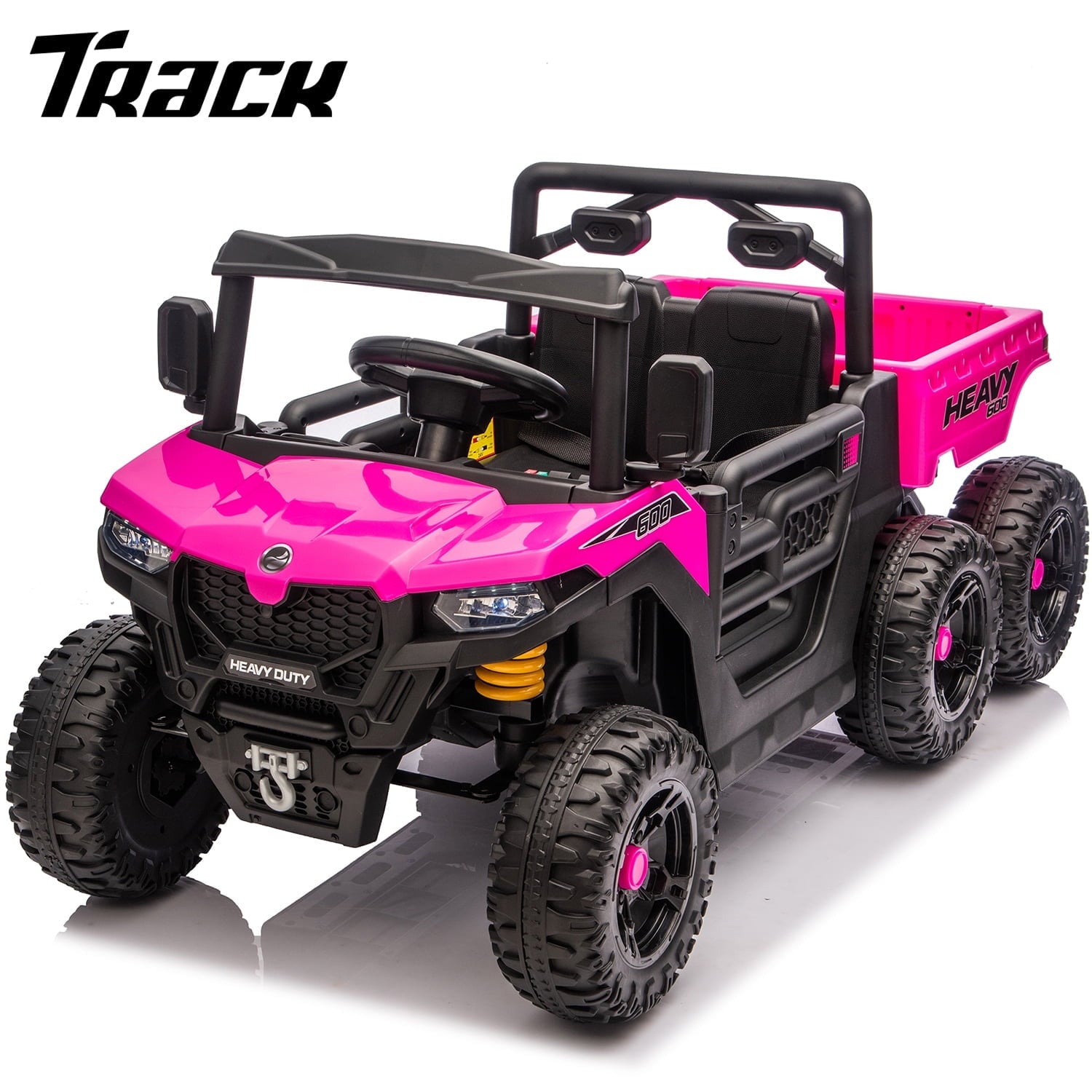 Track Seven 24V Ride on Dump Truck, 400W 6-Wheel Ride on UTV Car for Big Kids with Electric Dump Bed, Remote Control, Music, Lights, Spring Suspension, 24V Ride on Toy Car for Kids Aged 3+, Black