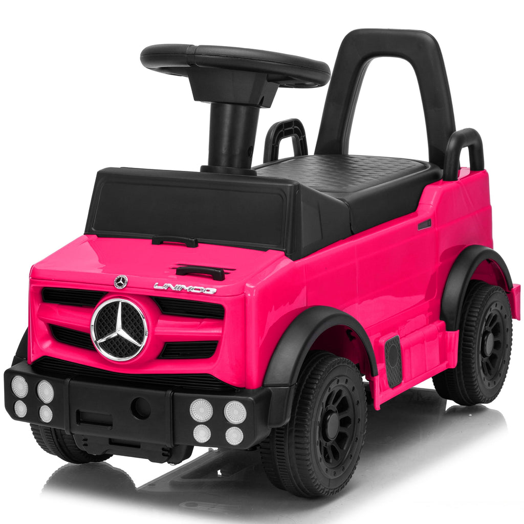 Track Seven Ride-On Push Car for Toddlers, Licensed Mercedes-Benz Unimog Sliding Car w/Steering Wheel, Under Seat Storage, Foot-to-Floor Ride On Toy for Boys & Girls Aged 1-3 Years, Red