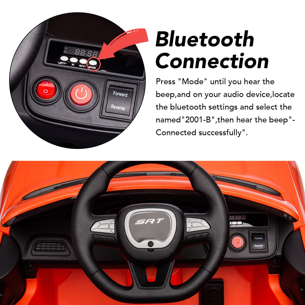 Track 7 Kids Ride on Car, Licensed Dodge Challenger SRT 12V Electric Car for Kids Age 3+, Remote Control, Music