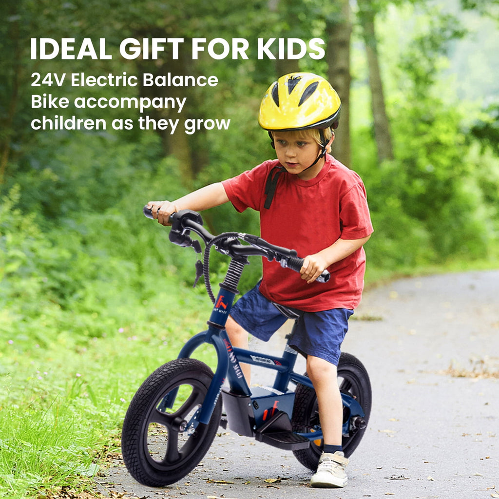 Track 7 24V Electric Dirt Bike, Kids Electric Motorcycle, Max Speed 10 mph, Height Adjustable, Power Display, Hand-Operated Brakes, Electric Balance Bike for Boys Girls Age 3+, 24V Ride on Car, Black