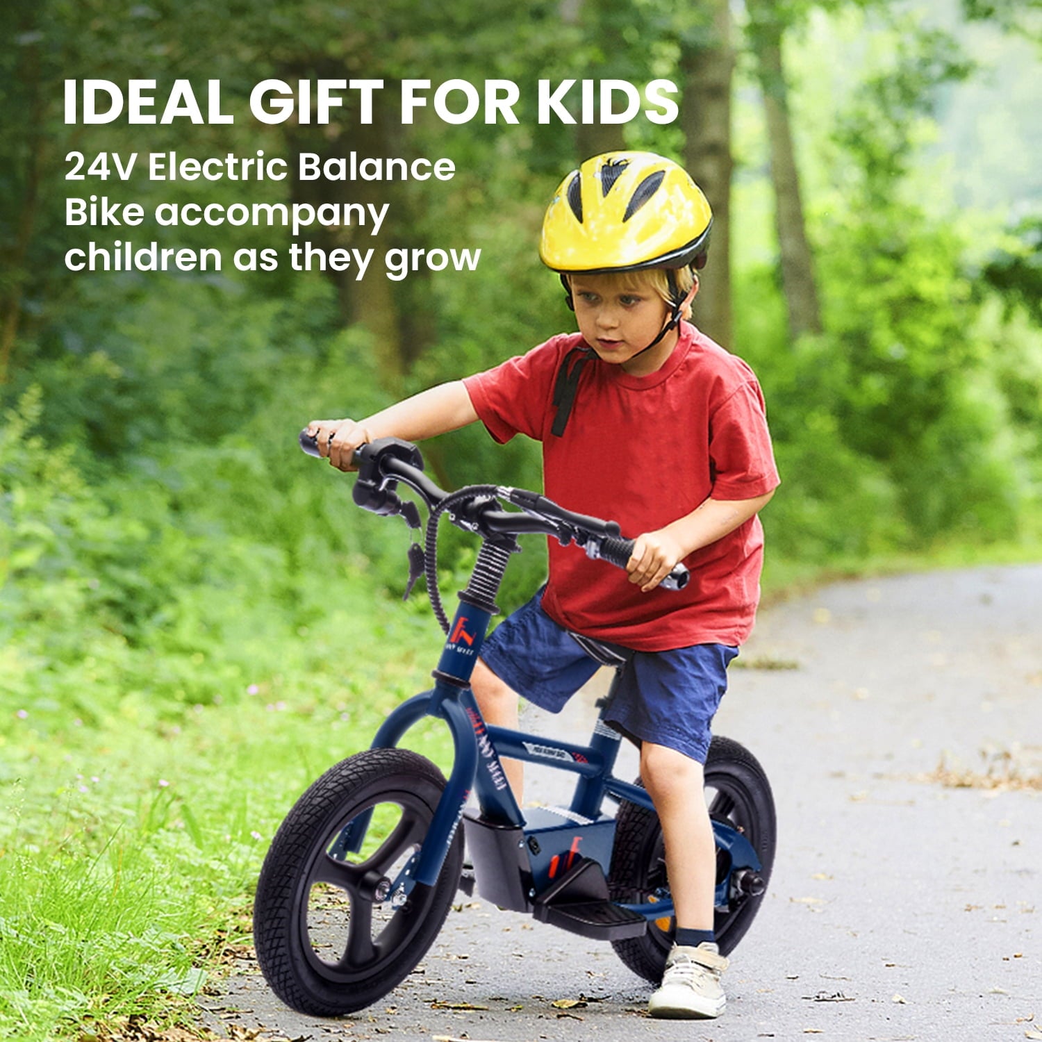 Track Seven 24V Electric Dirt Bike, Kids Electric Motorcycle, Max Speed 10 mph, Height Adjustable, Power Display, Hand-Operated Brakes, Electric Bike for Boys Girls Age 3+, 24V Ride on Car, Blue