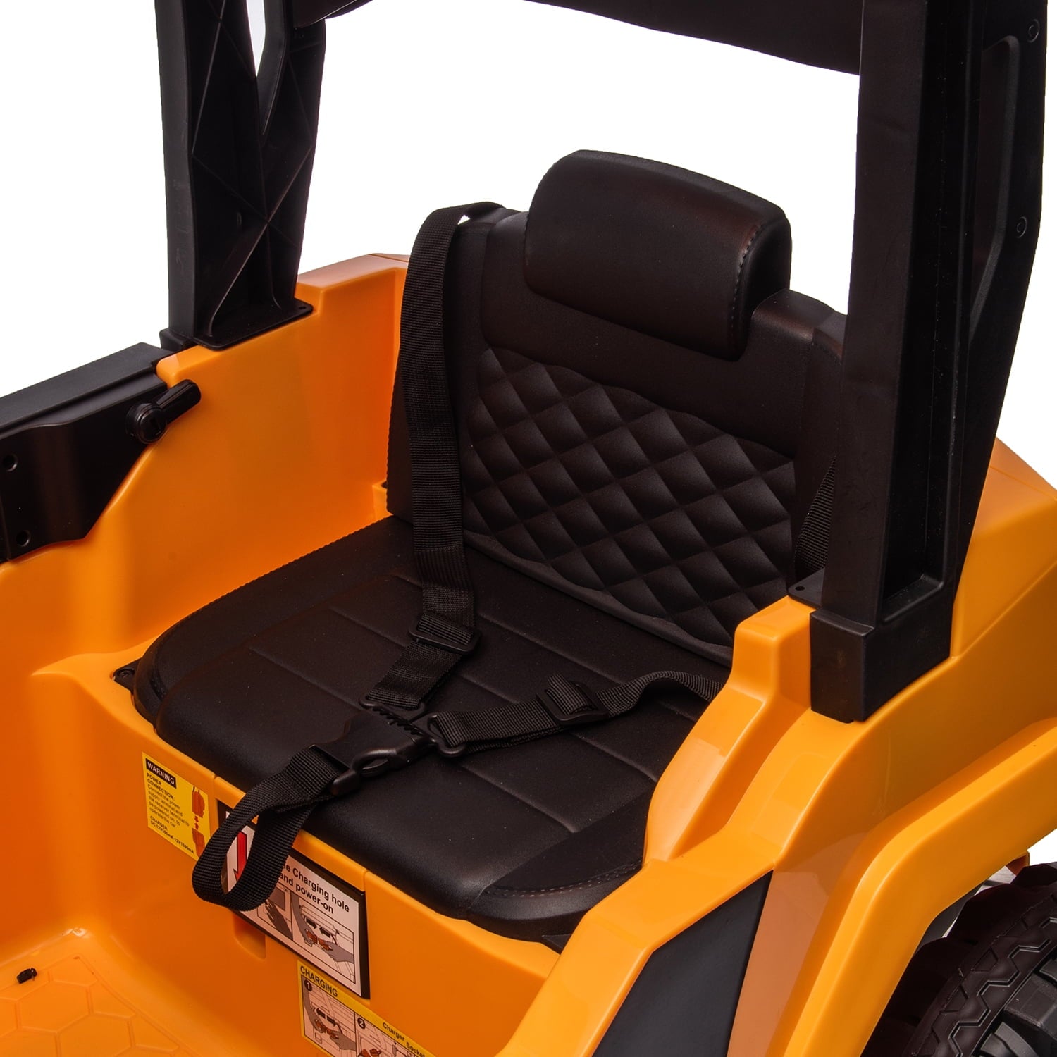 Track 7 Kids Ride on Car, 12V Electric Forklift Truck with Ceiling, Warehouse Construction Truck, Remote Control, Music, Electric Car for Boys Girls Age 3+