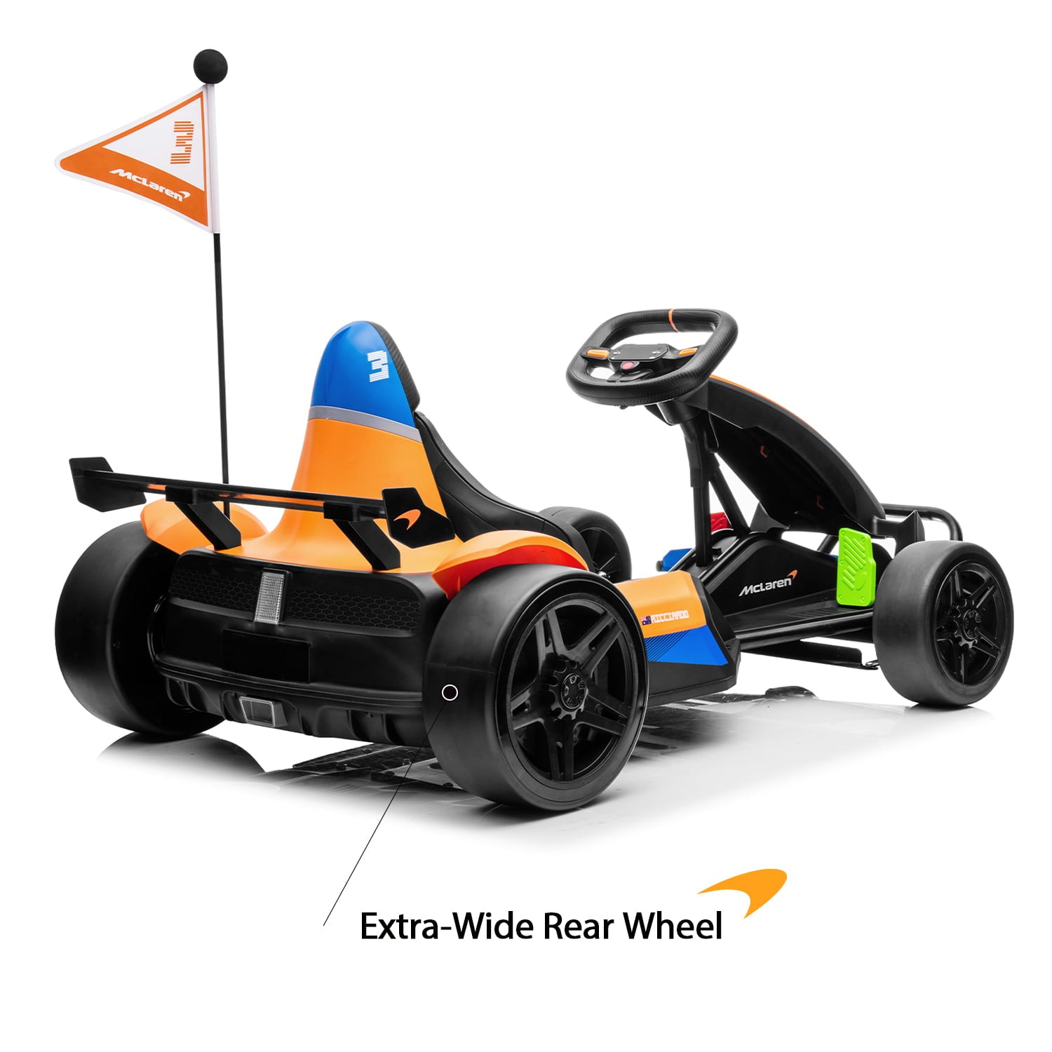 Track 7 Kids Electric Go Kart, 24V McLaren Electric Go Kart, LED Light & Racing Flag, for Age 6+