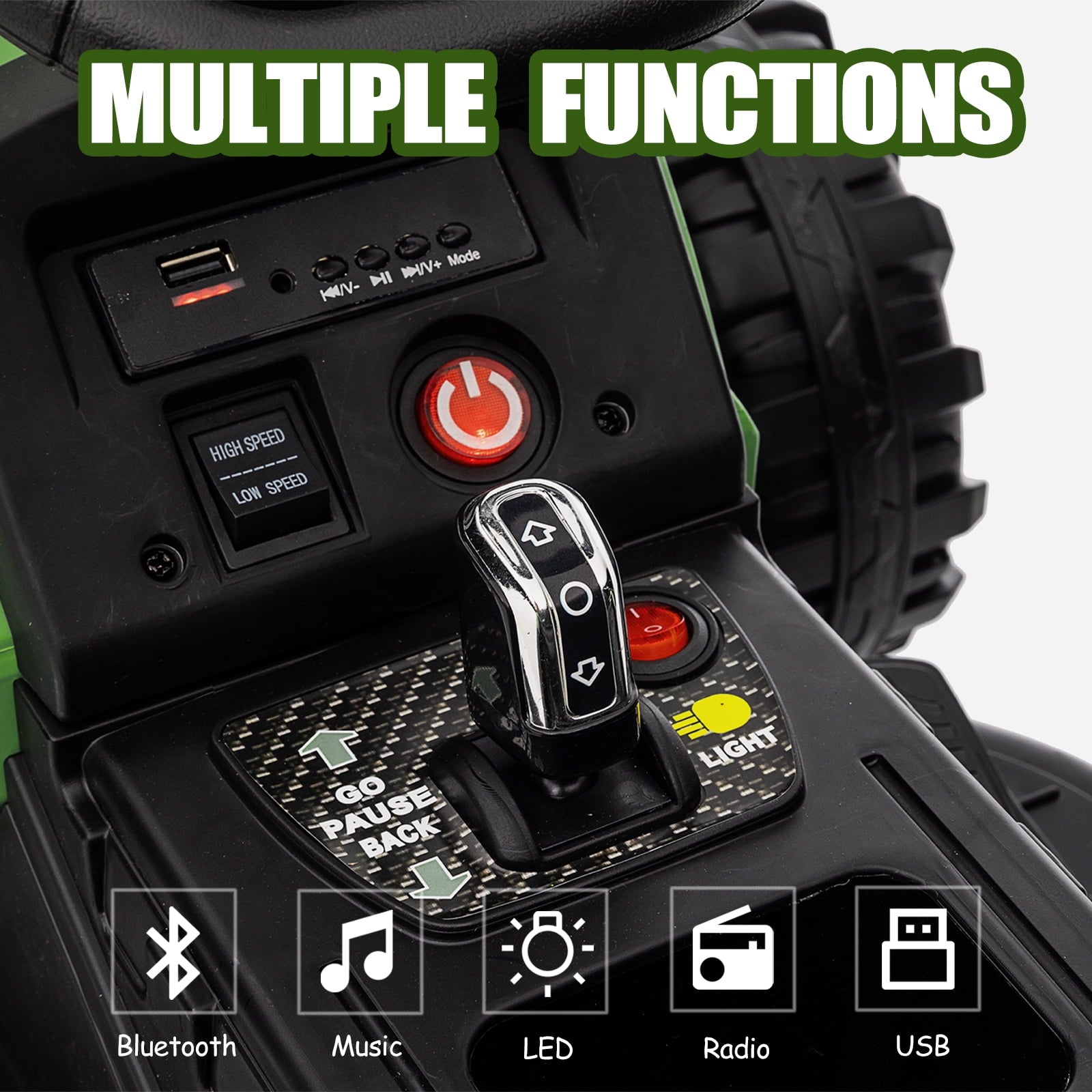 SUSIELADY 12V Kids Ride On Tractor with Trailer, with Parent Remote Control, 3 speed adjustable, with USB, MP3, Bluetooth, LED light, Two-point Safety Belt, for Kids 3+