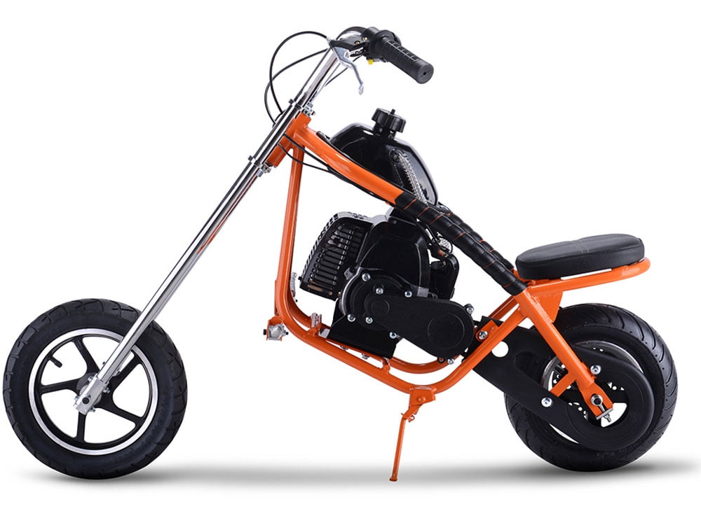 Track 7 49cc 2-Stroke Gas Dirt Bike,Max Speed 25mph,Gas Mini Chopper,Off-Road Gas Motorcycle,Pull Start,Rear Disc Brake,Orange