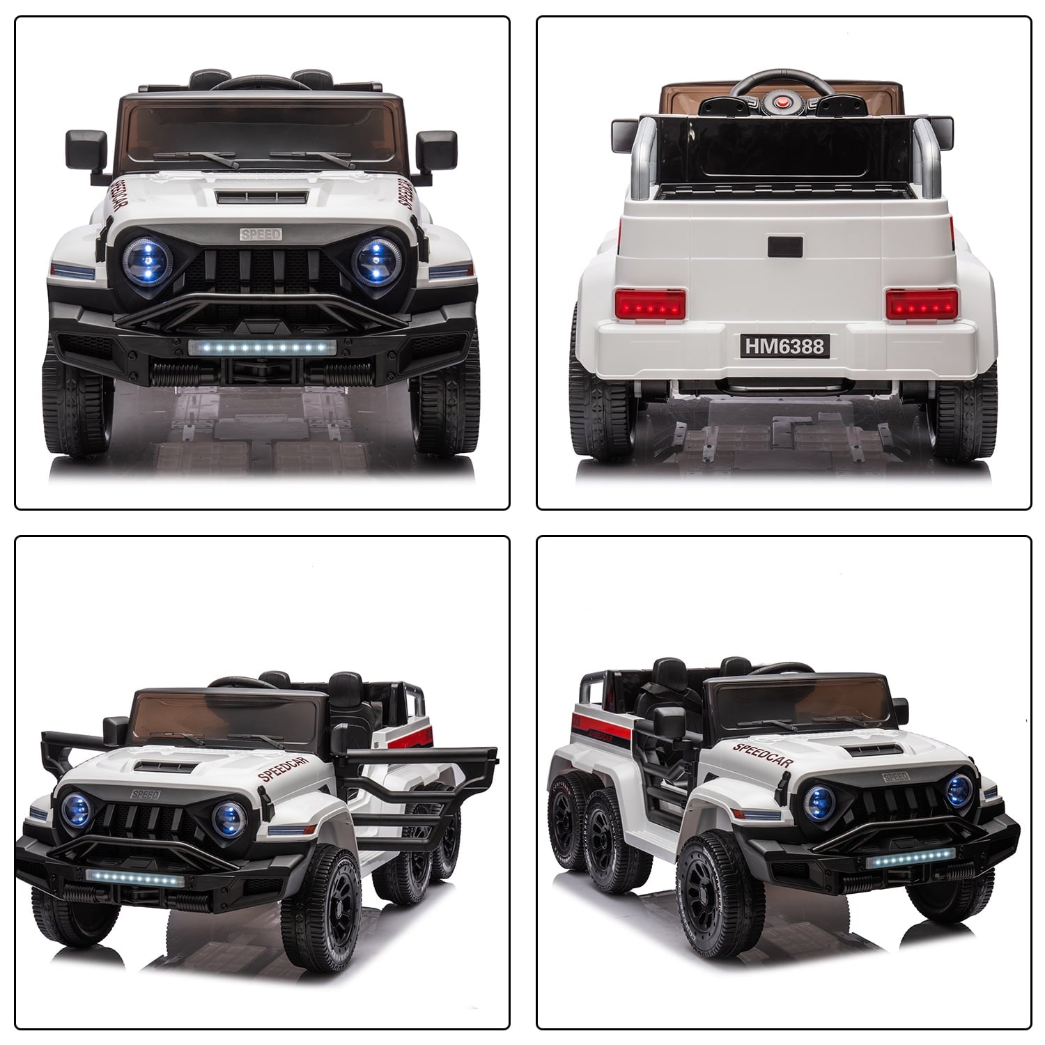 Track 7 24V Ride on Car, 4WD Electric Car for Boys Girls Age 3+, 6 Wheels Ride on Car with Remote Control, Music, Lights, Rocking Mode, Storage Box, Red
