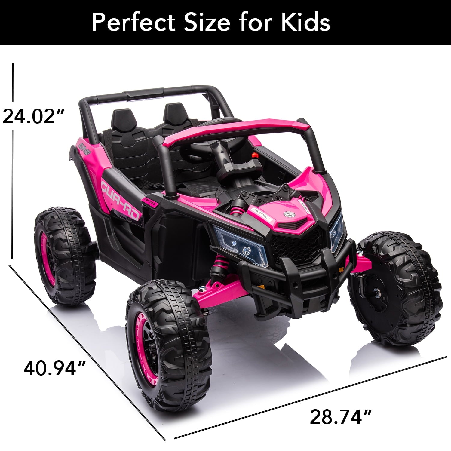 Track 7 12 V Kids Ride on UTV, Off-Road Truck, Electric Car for Boys Girls Age 3+, Kids Ride on Car with Remote Control, Music Player, Lights, Pink