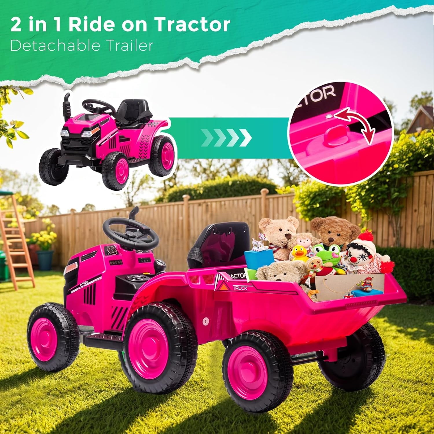 Track 7 Ride on Car with Remote Control, 12V Toyota Tacoma Electric Car for Boys Girls Age 3+, AUX/FM/USB, Storage Truck, Grey