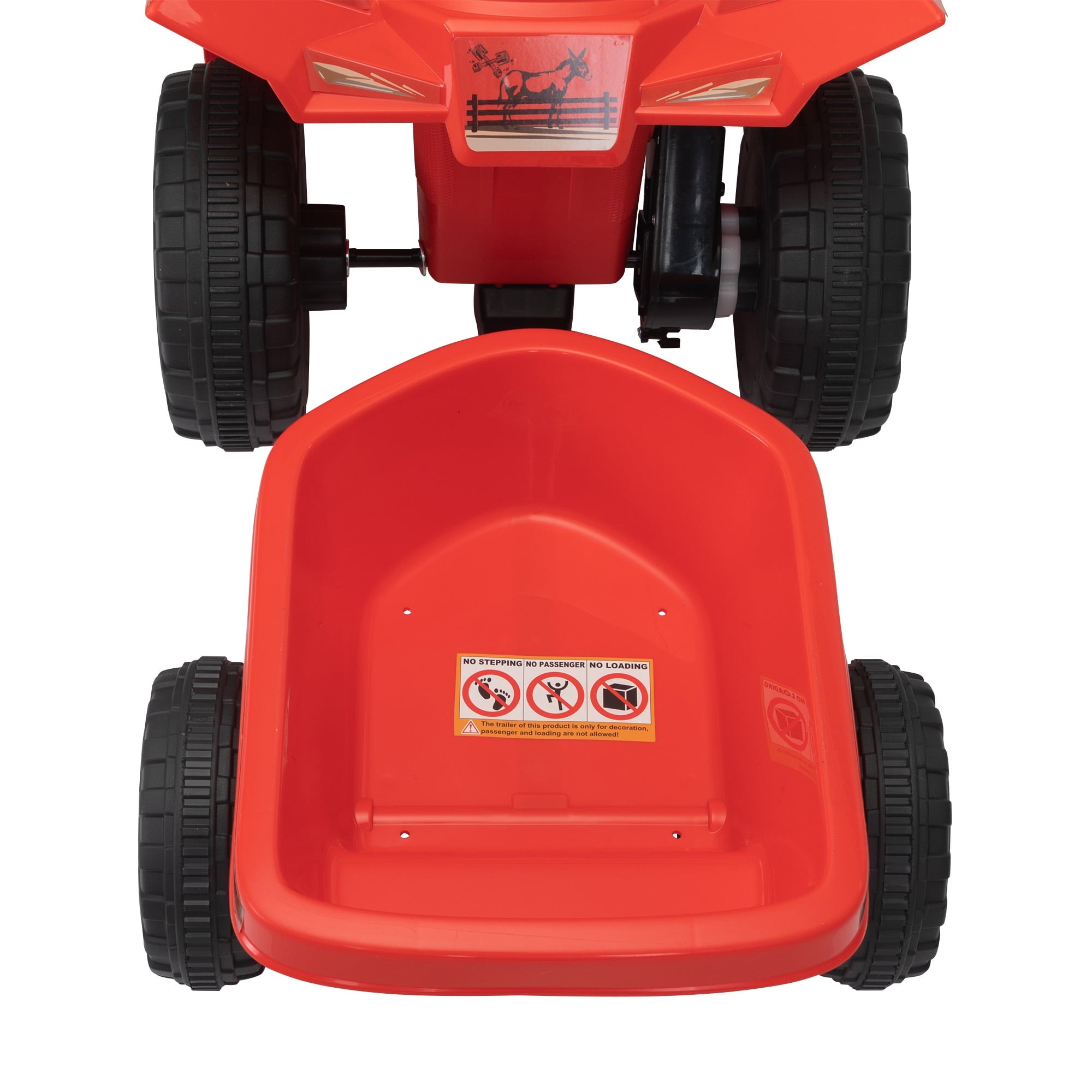 Track 7 Kids Ride on ATV with Trailer, 4 Wheeler Electric Quad Vehicle, Ride on Car with Music, Horn, Power Display, Kids Electric ATV, Red