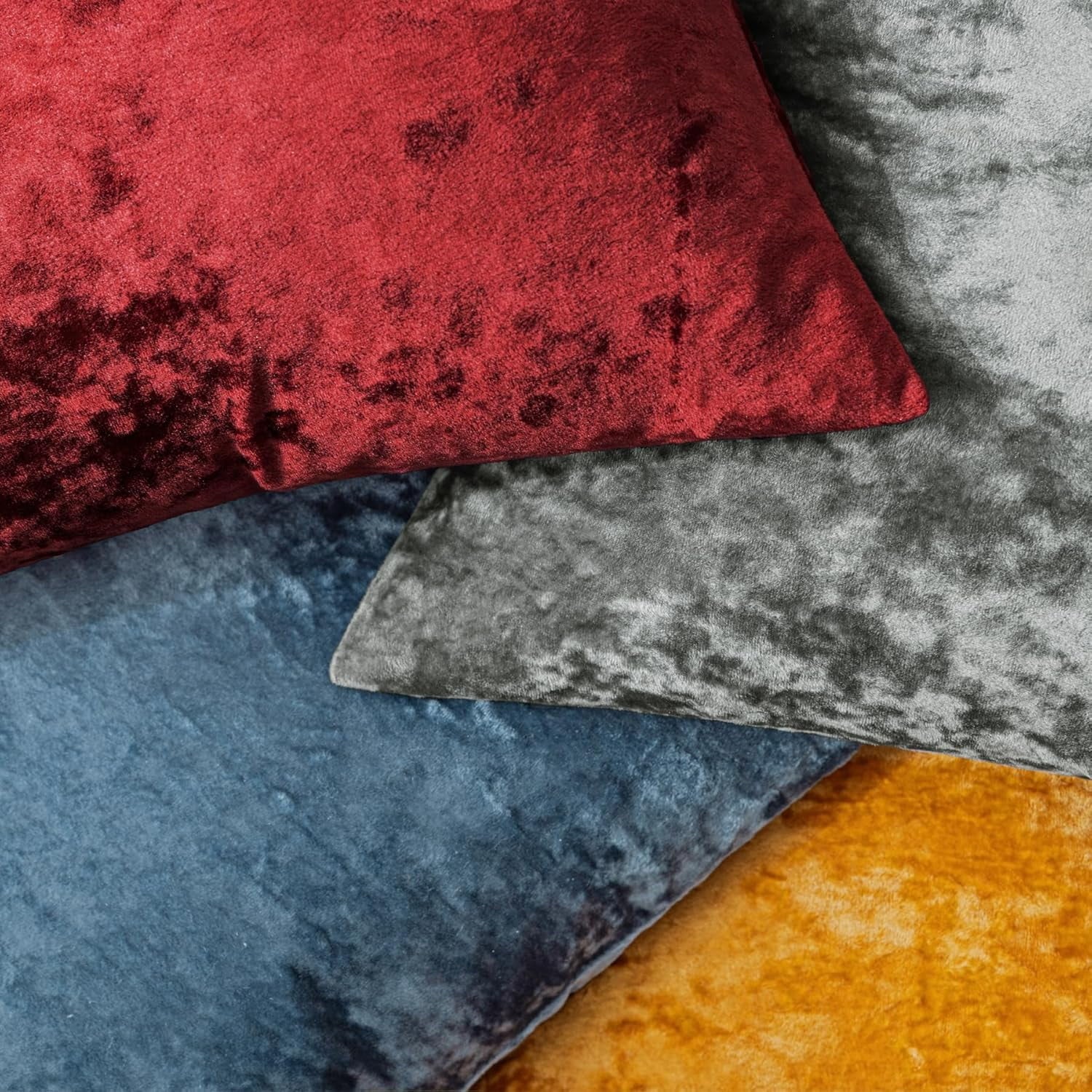 COOKCOK Set of 2 Blue Gray Decorative Velvet Throw Pillow Covers 18x18 Inches, Soft Neutral Accent Pillow Cases with Vintage Textured Farmhouse Couch Cushion Covers for Luxurious Home Decor