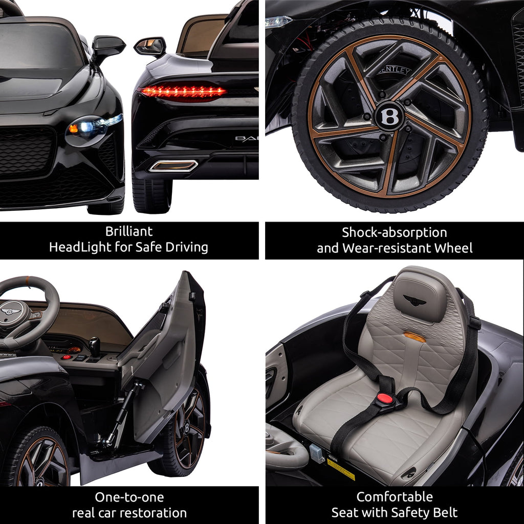 LISUEYNE Kids Ride on Car, 12V Licensed Bentley Mulsanne Electric Car for Kids Age 3+, Remote Control, Music, Black