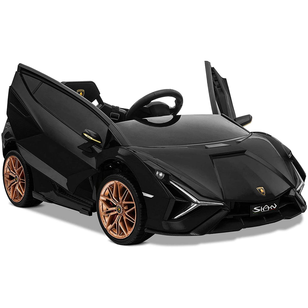 LISUEYNE Kids Ride on Car, 12V Lamborghini Sian Electric Car for Boys Girls, Remote Control, Black