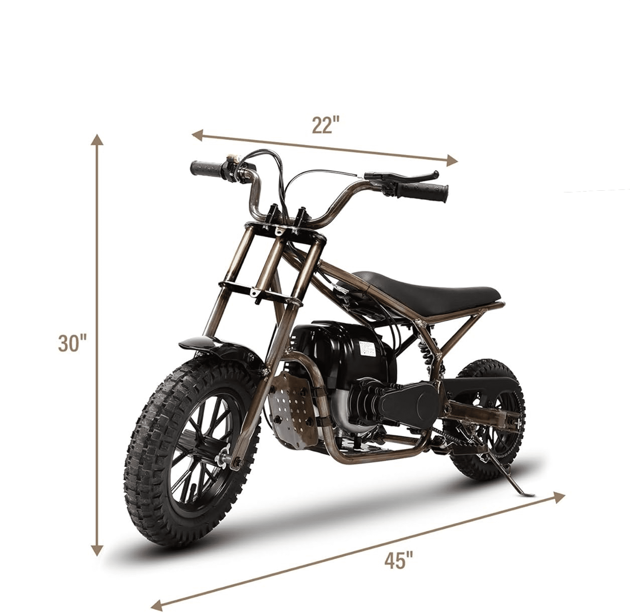 Track 7 37.7CC 4-Stroke Dirt Bike, Gas Powered, 1.36HP Off Road Trail Mini Bike with Heavy Duty Steel Frame, Rear Disc Brakes, Max Load 189 Lb & 15 MPH Top Speed, Bronze