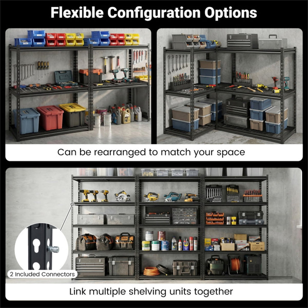 COOKCOK Storage Shelving Unit, 5-Tier Heavy Duty Garage Shelving, 36" W x 18" D x 72" H Adjustable Metal Shelves for Industrial Shelving Unit Utility Shelf, for Kitchen, Warehouse, Basement, Black