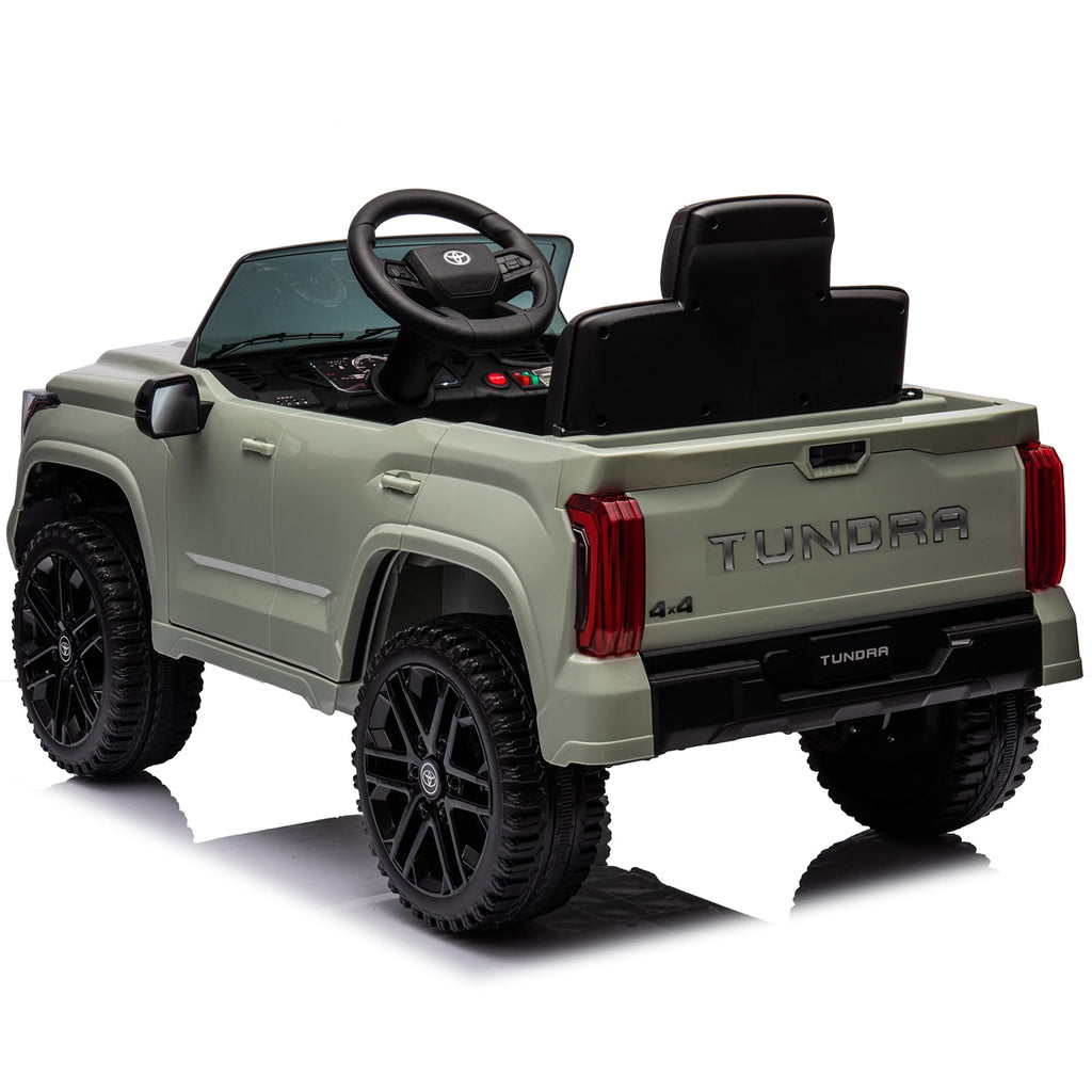 Track 7 Kids Ride on Car, 12V Licensed Toyota Tundra Pickup Electric Car with Remote Control, Music, LED Lights, Toyota Electric Vehicle Toy, Green