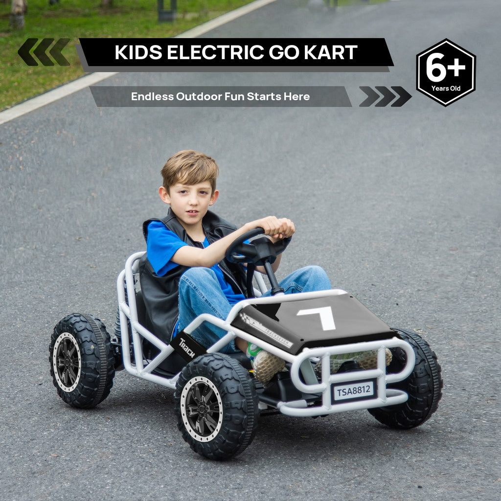 SUSIELADY 24V Kids Ride on Car, Electric Go Kart, Racing Go Kart, with Brake Foot Pedal, Durable Full Steel Frame, Speed Up to 7 MPH, for Kids Aged 6 +