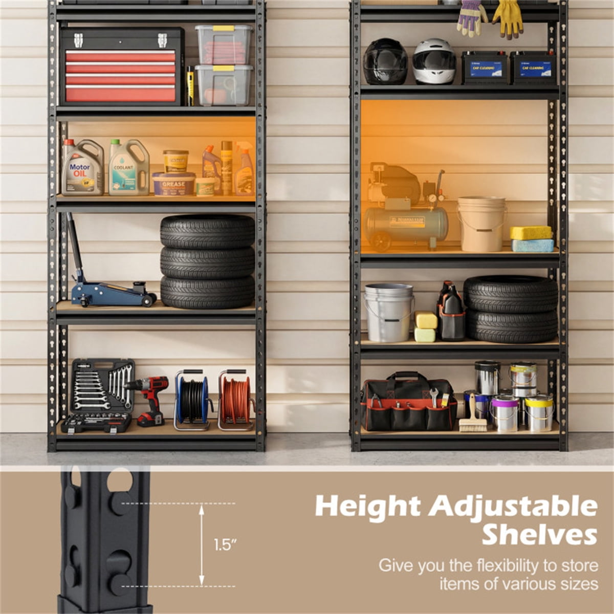 COOKCOK Storage Shelving Unit, 5-Tier Adjustable Storage Shelves, 36" L x 18" W x 72" H Heavy Duty Garage Storage Shelves, Metal Shelves for Kitchen Pantry Basement Bathroom Laundry, Black
