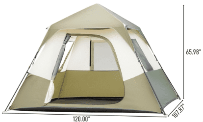 COOKCOK 6 Person Camping Tent, Setup in 60 Seconds, with Rainfly & Windproof, Tent with Carry Bag, Family Camping and Hiking, 120"L x 107.8"W x 65.9"H, Army Green & White
