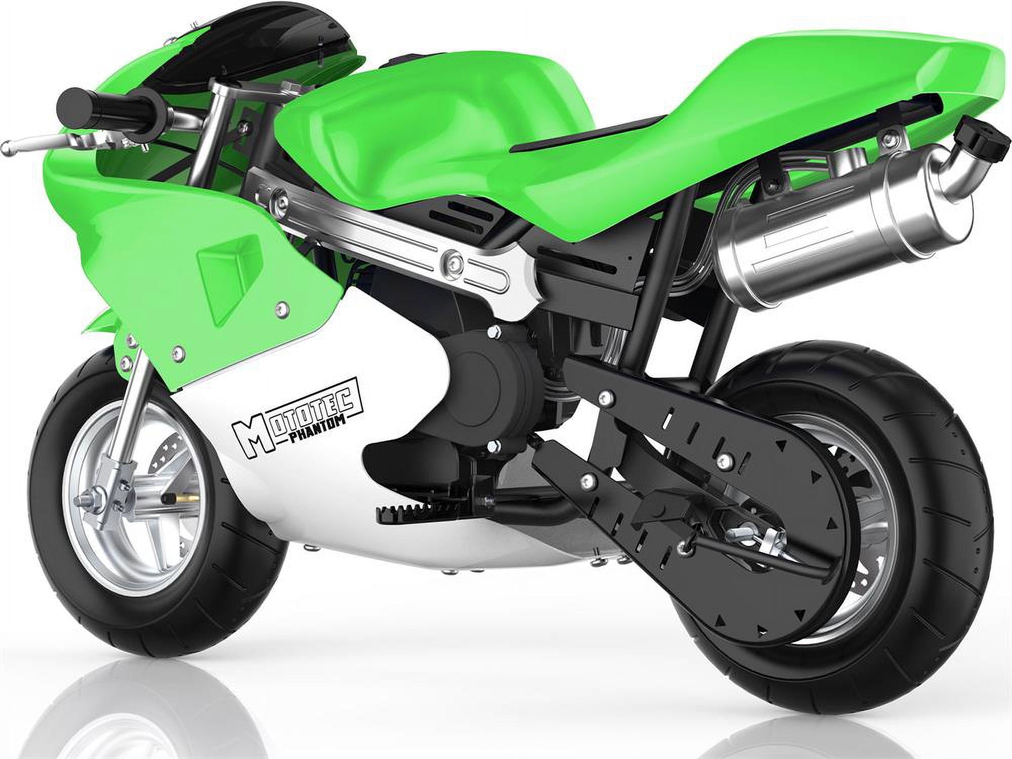 Track 7 49CC 2-Stroke Mini Dirt Bike for Kids, Mini Gas Pocket Bike with Dual Brake, Racing Dirt Motorcycle Max Speed 20 Mph, Max Weight 170lbs, 1.25L Tank, Green