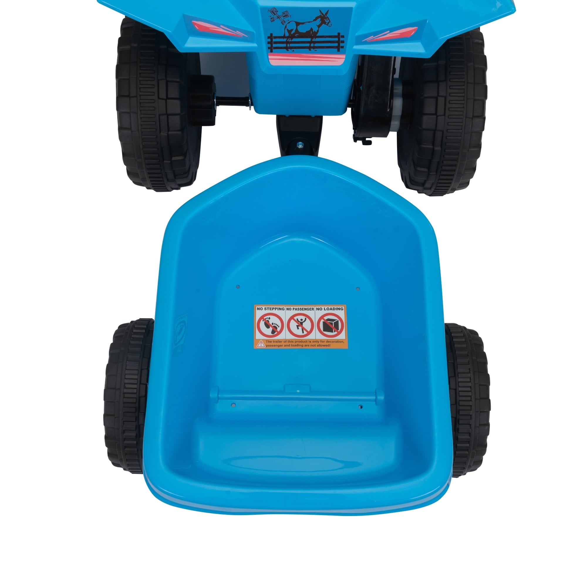 Track 7 Kids Ride on ATV with Trailer, 4 Wheeler Electric Quad Vehicle, Ride on Car with Music, Horn, Power Display, Kids Electric ATV, Blue