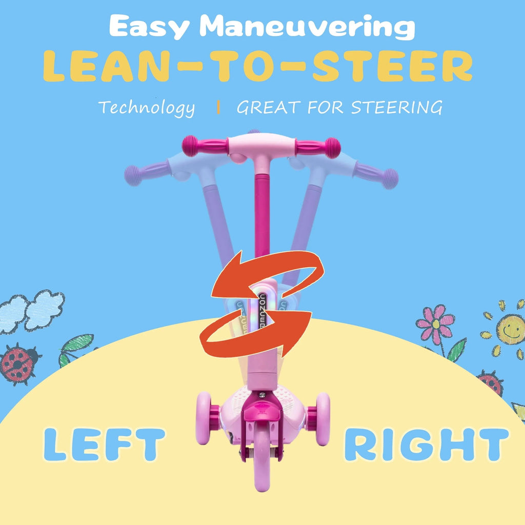 Track Seven Electric Scooter for Kids, 3 Wheels Kids Kick Scooter with Spray, LED Lights, PU Wheels, Wide Pedal, Music, Independent Light Switch, 6V Scooter for Boys Girls Toddlers Ages 3-6, Pink