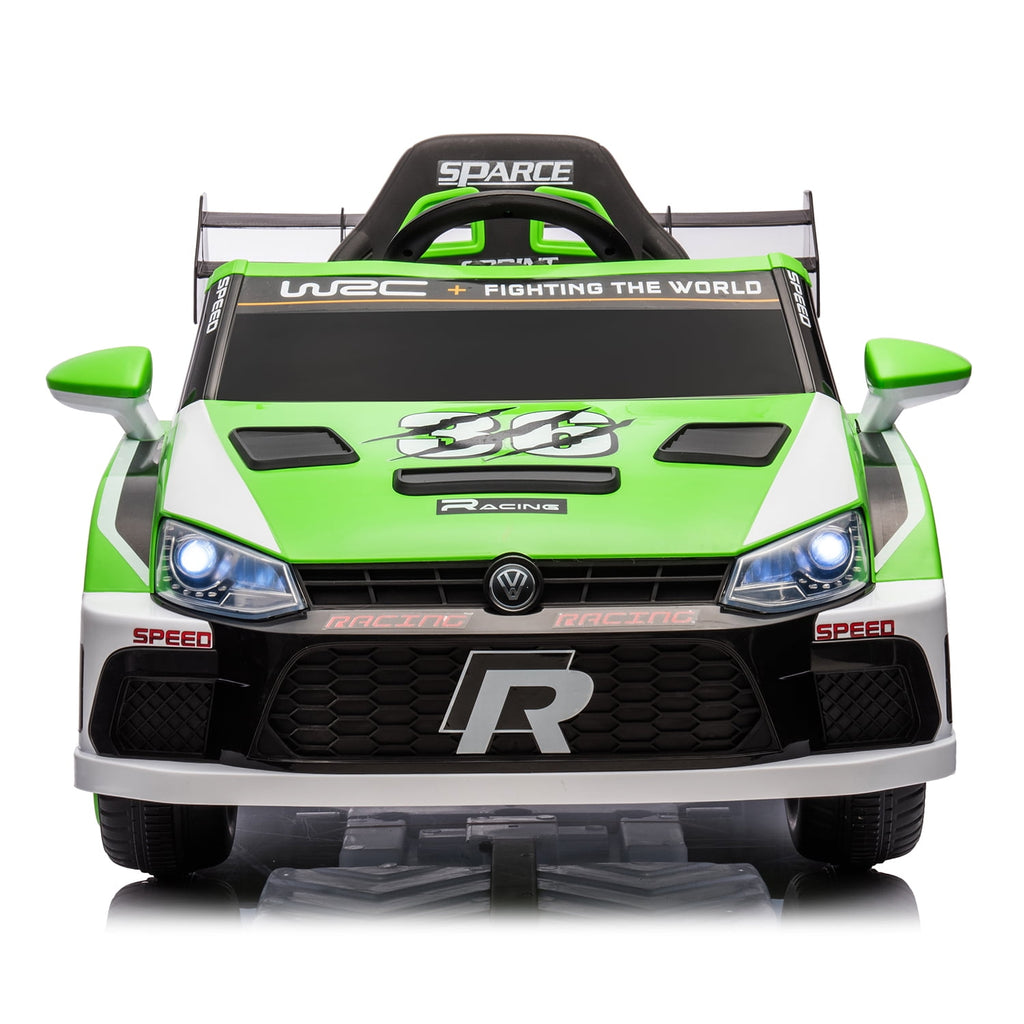 Track 7 Kids Ride on Car, 12V Electric Sports Car with Remote Control, Bluetooth, Front Light, Electric Buggies for Boys Girls Age 3+, Green